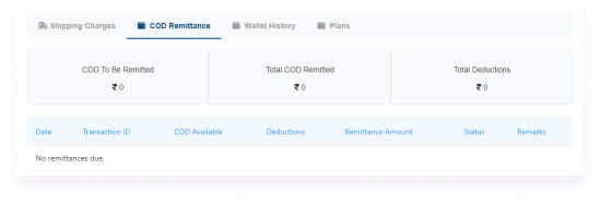 COD Remittance Tab