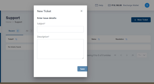 New Ticket Popup