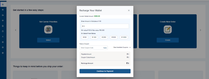 Recharge Wallet Popup