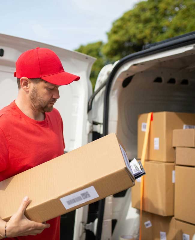 Delivery man with truck